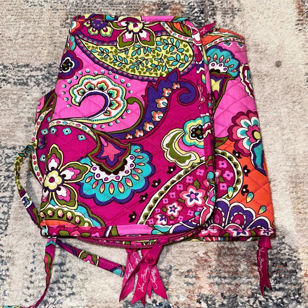Vera Bradley Pink and Green Paisley hanging Cosmetic Bag
